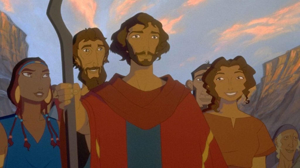Moisés y otros personajes de la película animada El príncipe de Egipto